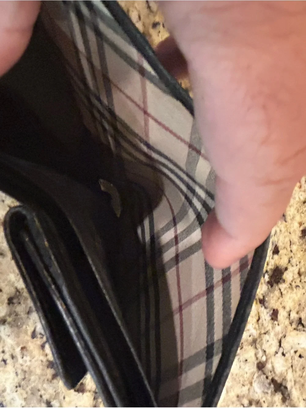 Burberry Men's Black Pebbled Leather Bifold Wallet